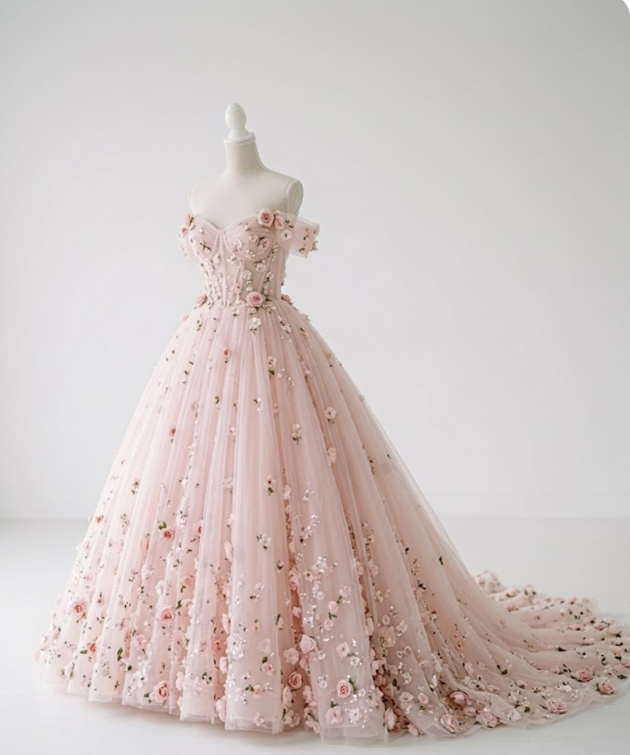 Pink Floral Engagement Dress